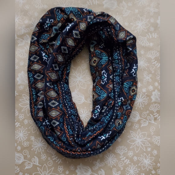 Eternity Scarf By Sylvia Fashion Scarves**Navy Blue Print** - Picture 4 of 6